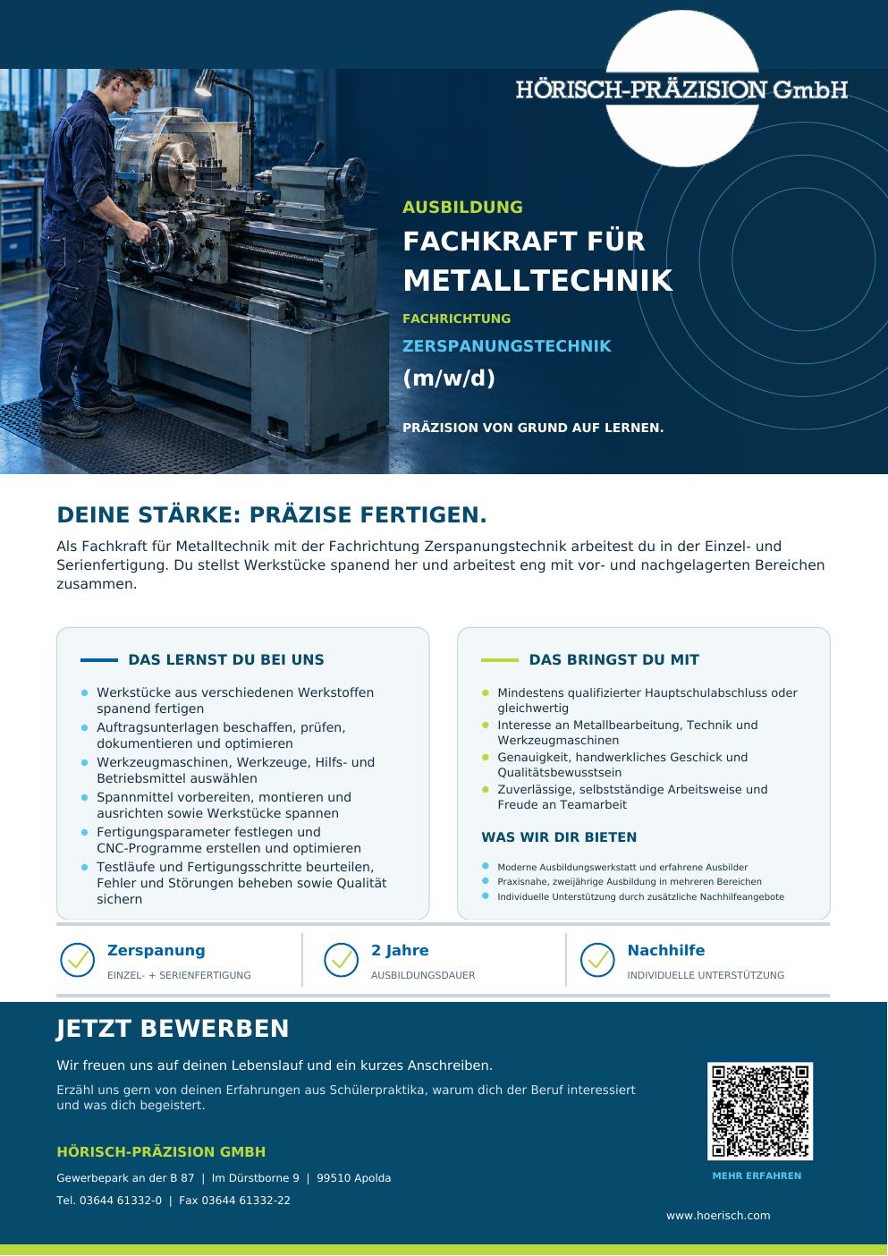 Ausbildung Fachkraft für Metalltechnik