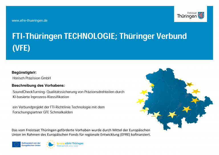 Offizieller Förderhinweis zum FTI-Thüringen-Verbundprojekt von Hörisch-Präzision und GFE Schmalkalden